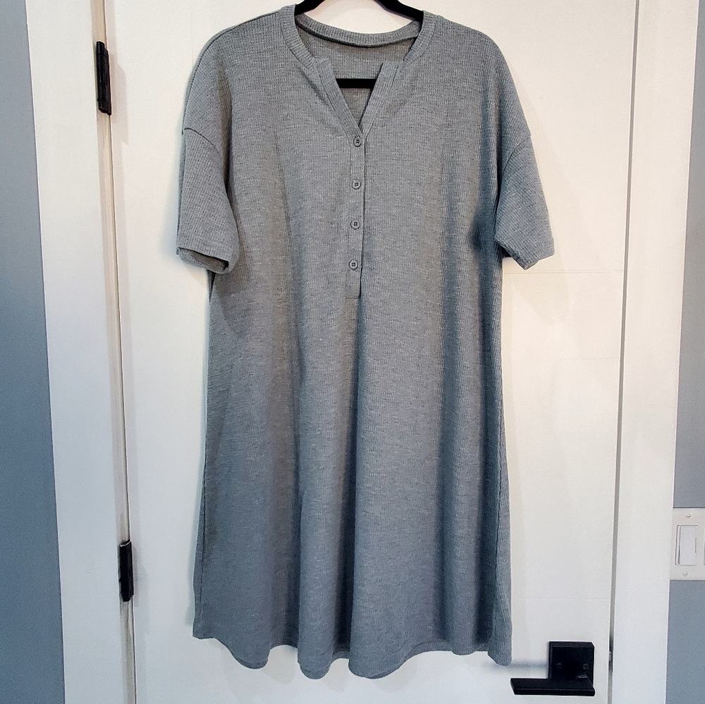 Gray Waffle Casual Dress
